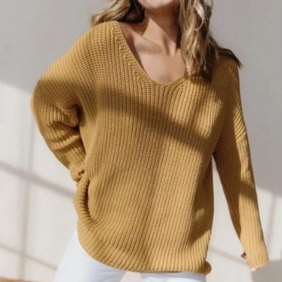 Jenni Kayne Cabin Fisherman
Oversize Sweater Organic Cotton Mustard Yellow M - Picture 2 of 11